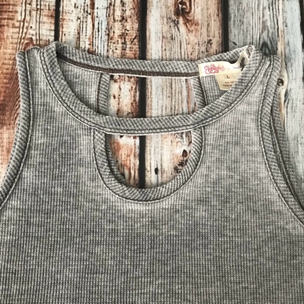 Ragdoll & Rockets Gray Ribbed Cutout Tank Top ~ (10-12) - Picture 2 of 8